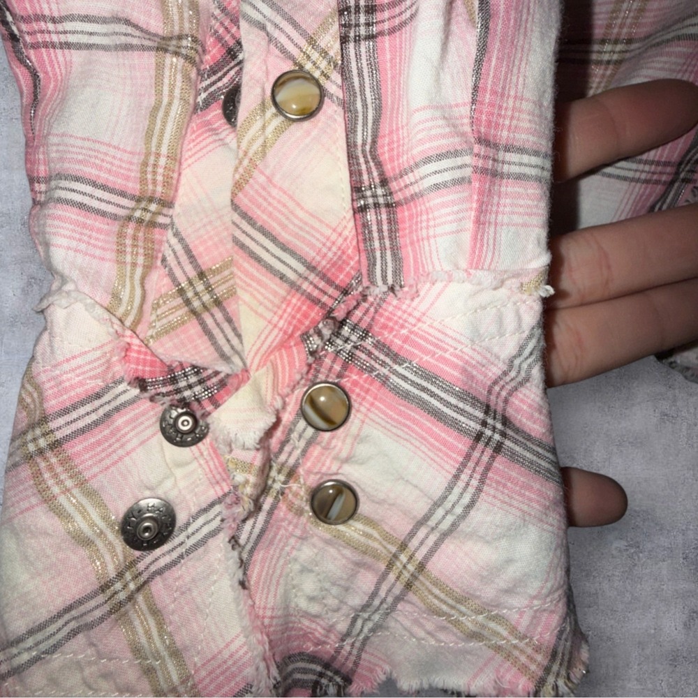 Panhandle Slim Western Plaid Studded Embroidered Snap Shirt Women's Medium - Picture 8 of 13